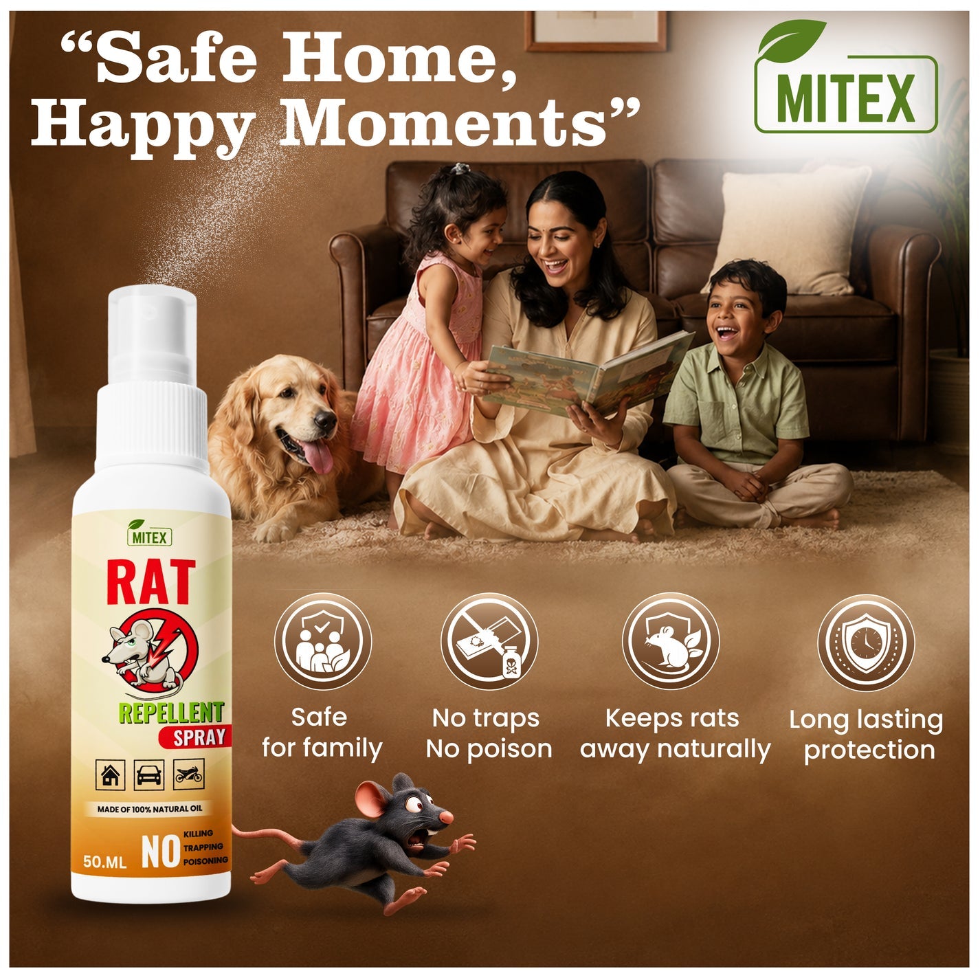 Buy 1 Get 2 free 💥 Rat Repellent Spray – Safe, Effective, and Eco-friendly