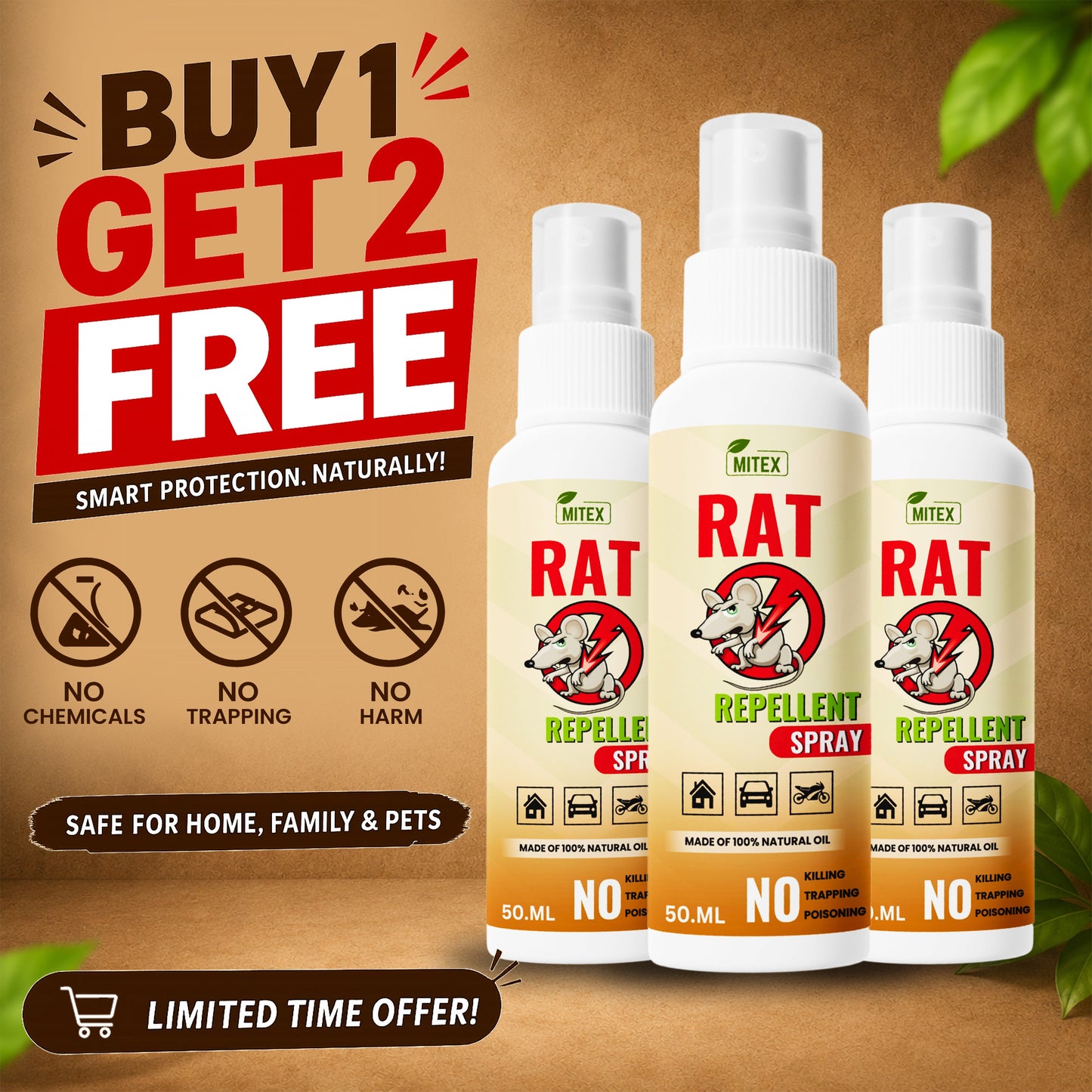 Buy 1 Get 2 free 💥 Rat Repellent Spray – Safe, Effective, and Eco-friendly